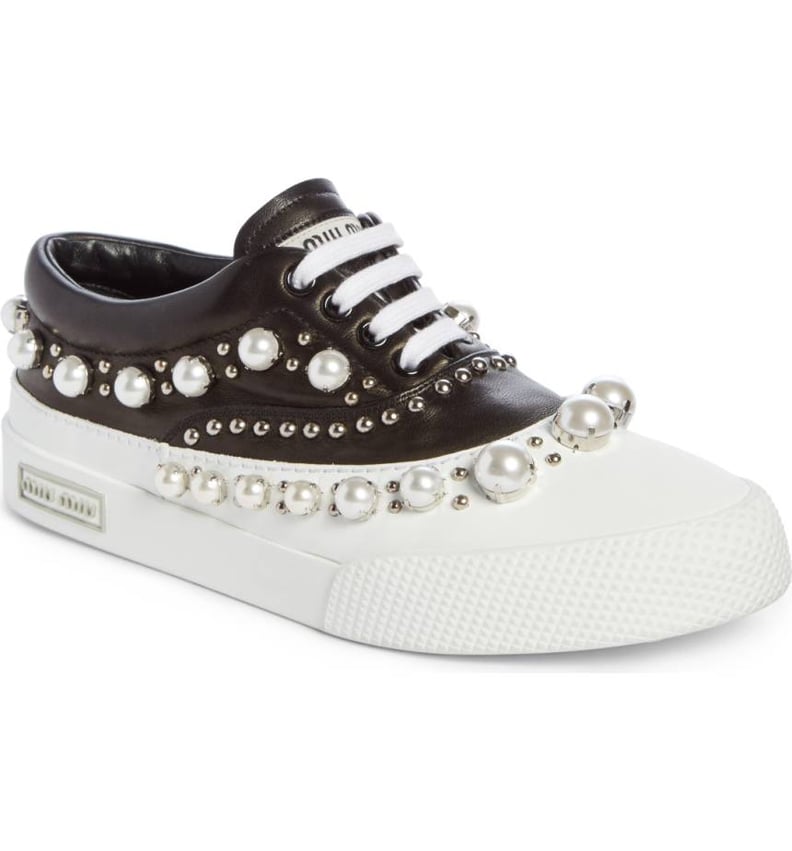 Miu Miu Embellished Lace-Up Sneaker