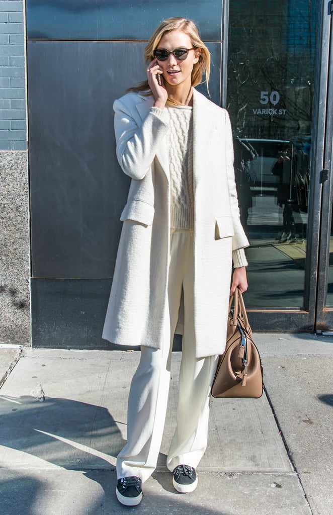 Karlie Kloss worked the Winter whites look during Fashion Week ...