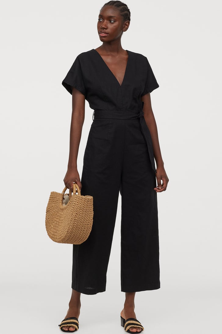 H&m linen 2025 blend jumpsuit