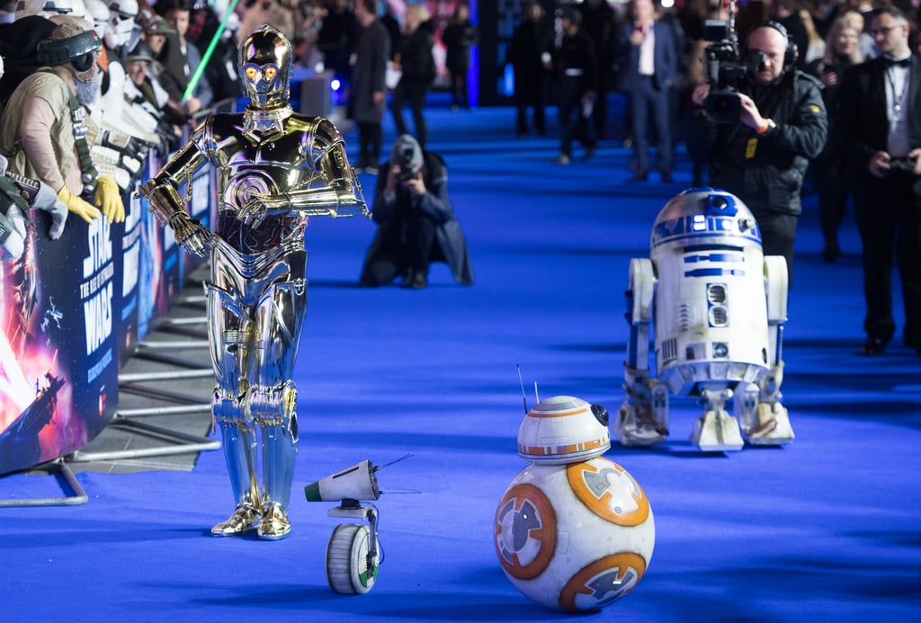 C-3PO, D-O, BB-8, and R2-D2 at the London Premiere For Star Wars: The Rise of Skywalker