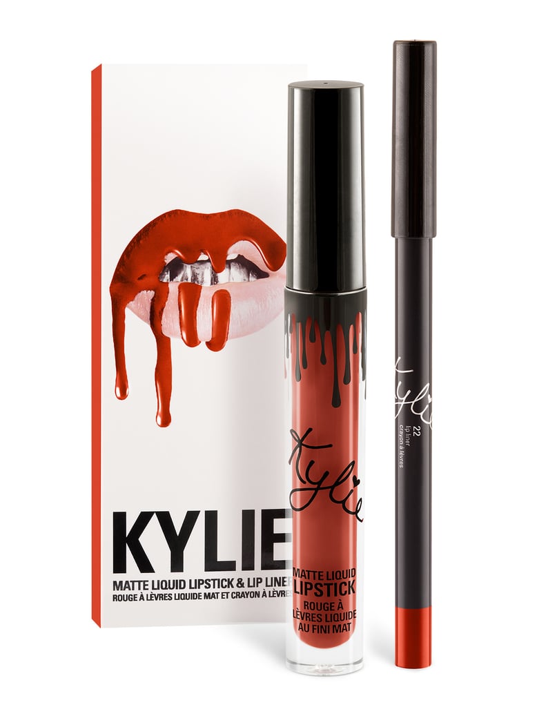 "Girls literally freak when they get this as a gift! I love sending to friends or surprising people with the sold out colors. My favorite is 22. I've always loved to wear red-orange lip colors and this is one that I can literally wear all day without having to re-apply."  
The Kylie Lip Kit  ($29)