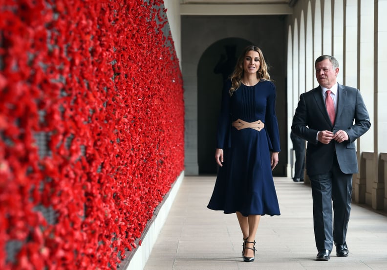 Queen Rania Wore a Neutral Leather Belt in Australia