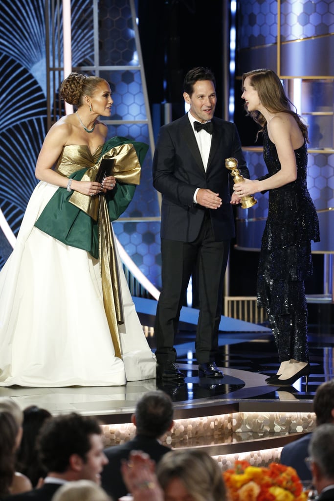 Jennifer Lopez, Paul Rudd, and Hildur Guonadóttir at the 2020 Golden Globes