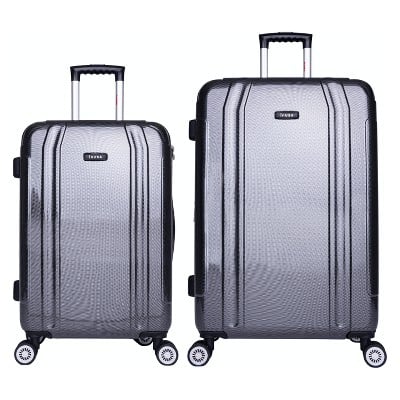 InUSA SouthWorld 2-Piece Hardside Spinner Luggage Set in Dark Gray Carbon