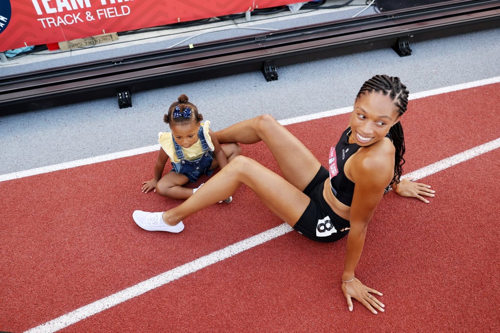 Allyson Felix Celebrates Qualifying For Olympics With Camryn