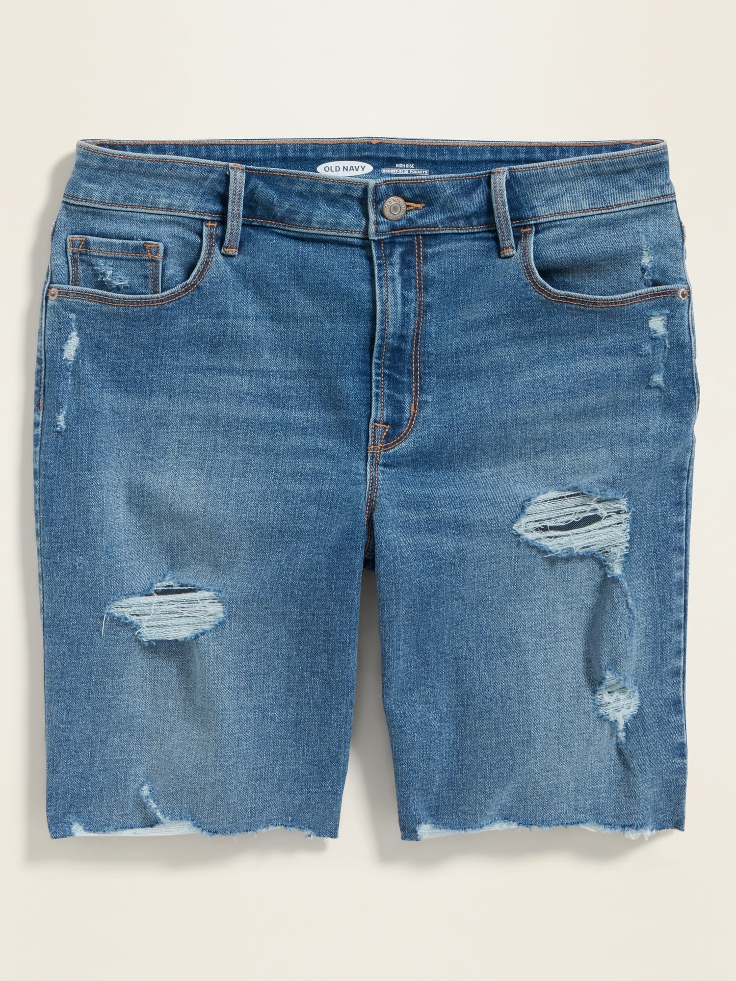 ripped bermuda jean shorts