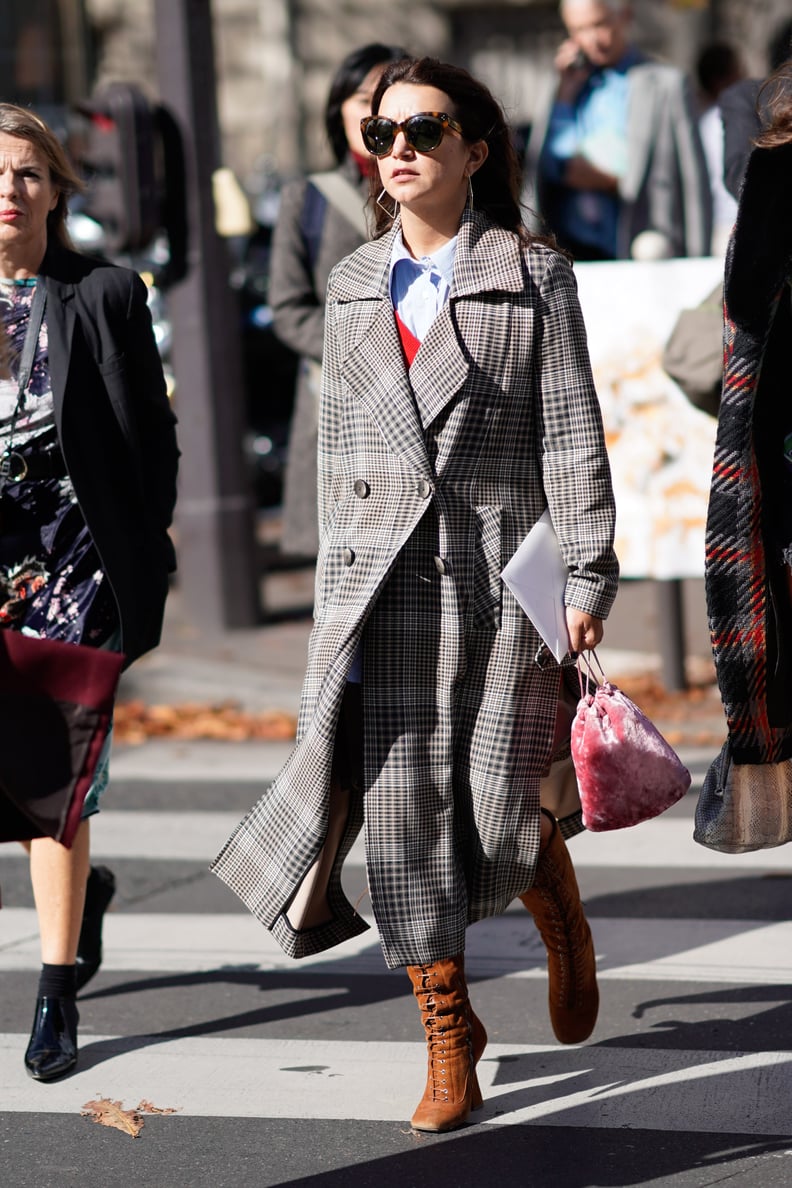 Secure One Button and Let Tall Lace-Up Boots Peek Out From Underneath