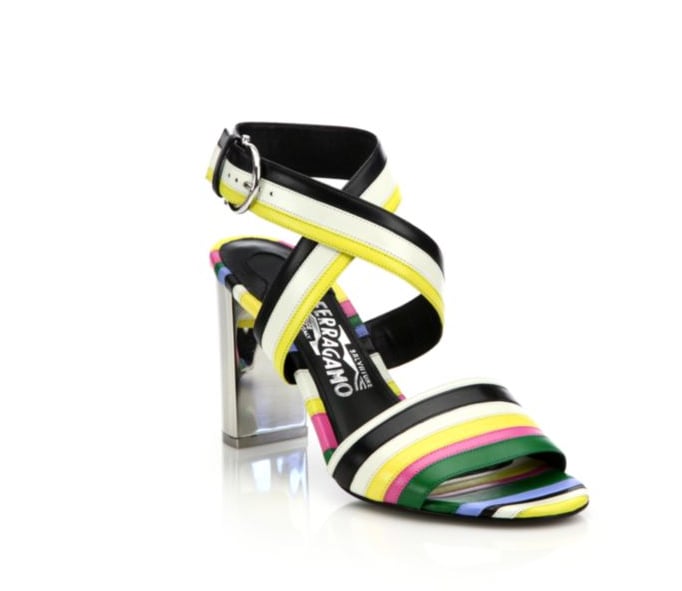 Salvatore Ferragamo Gilli Striped Leather Sandals ($950)