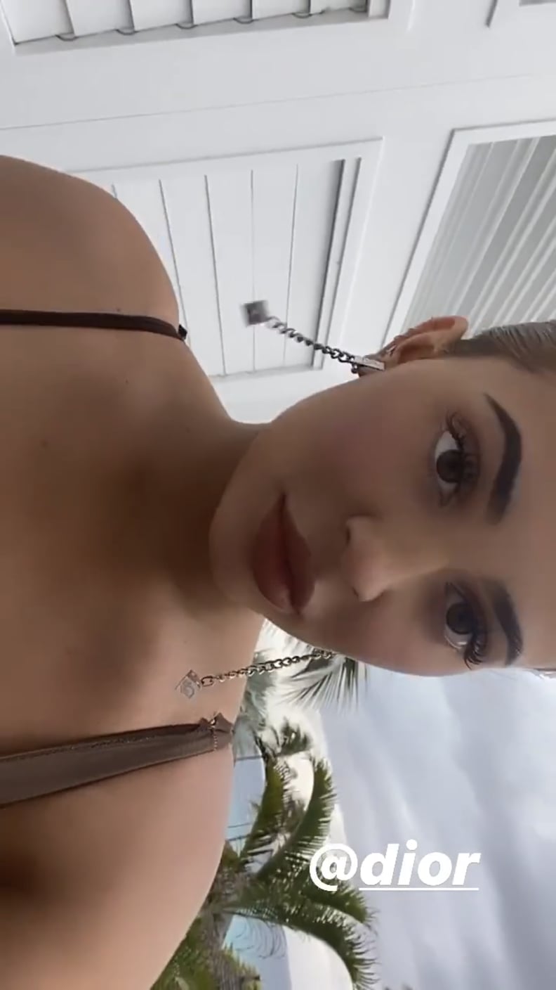 Kylie Jenner Wearing Dior Earrings on Vacation