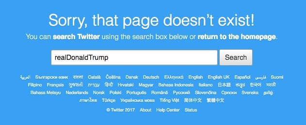 Trump Twitter Account Deleted or Shut Down on Nov. 2, 2017