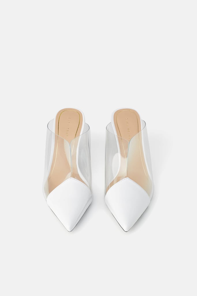 Zara Mid-Height Heeled Mules With Vinyl 