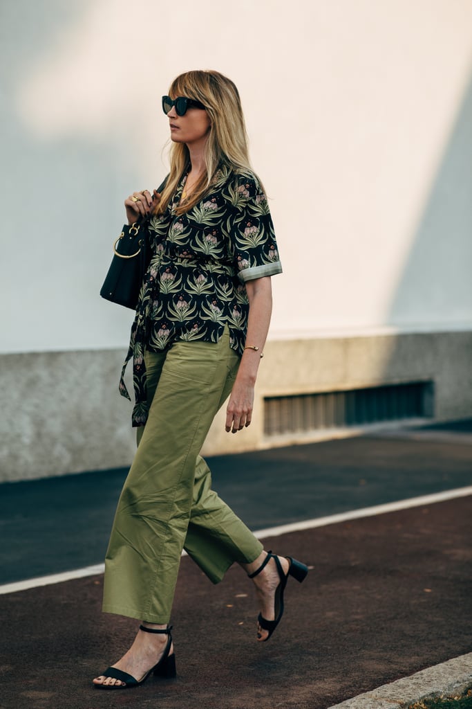Try Military-Green Cargos With a Tropical Shirt and Sturdy Black Sandals