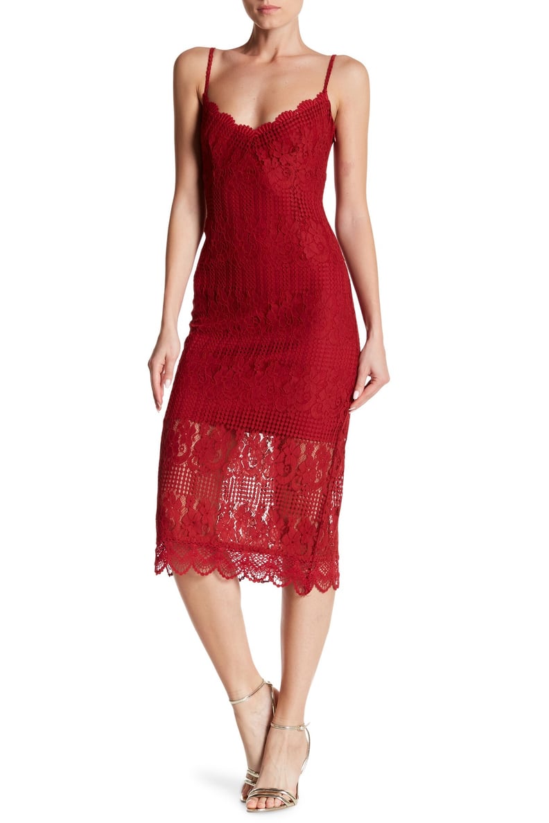 NSR Floral Lace Midi Dress