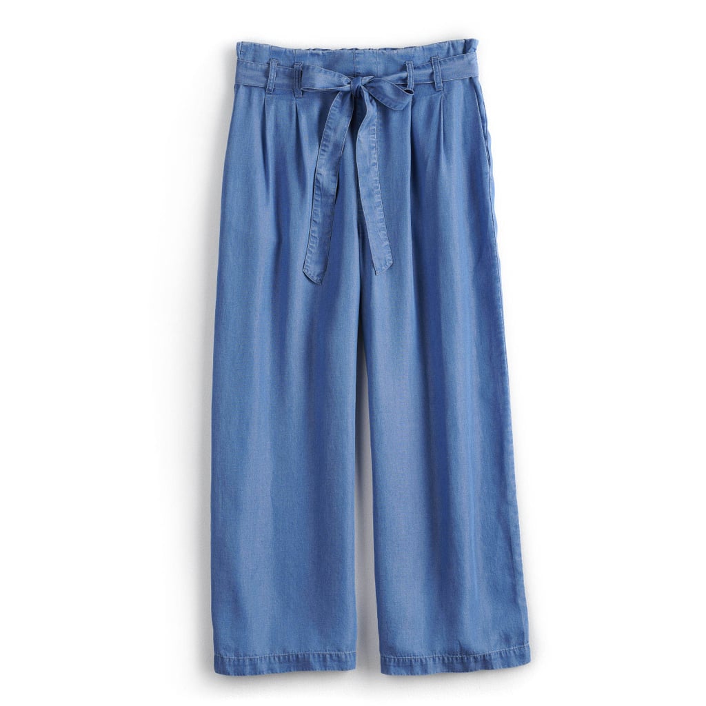 Belted Paper Bag Pant in Medium Blue Wash