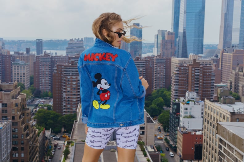 Boohoo Disney Blue Denim Jacket With Mickey Back Print