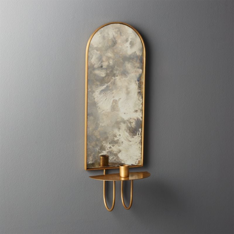 House Tyrell: Edin Antiqued Mirror Taper Candle Wall Sconce