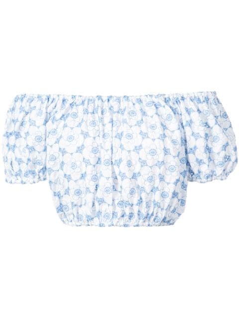 Lisa Marie Fernandez floral print off the shoulder crop top