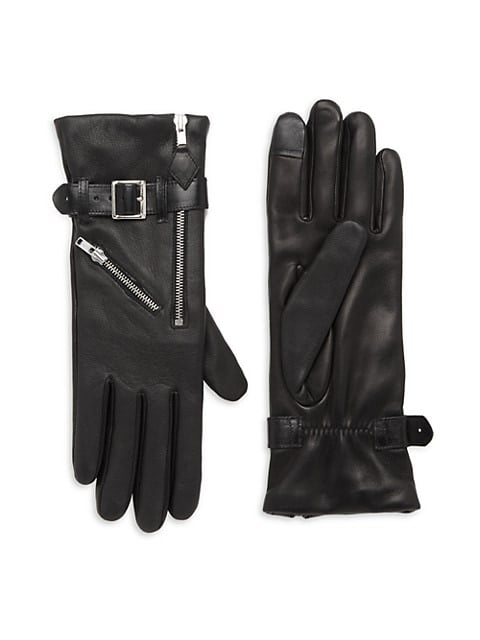 Agnelle Barbra Leather Zip Gloves