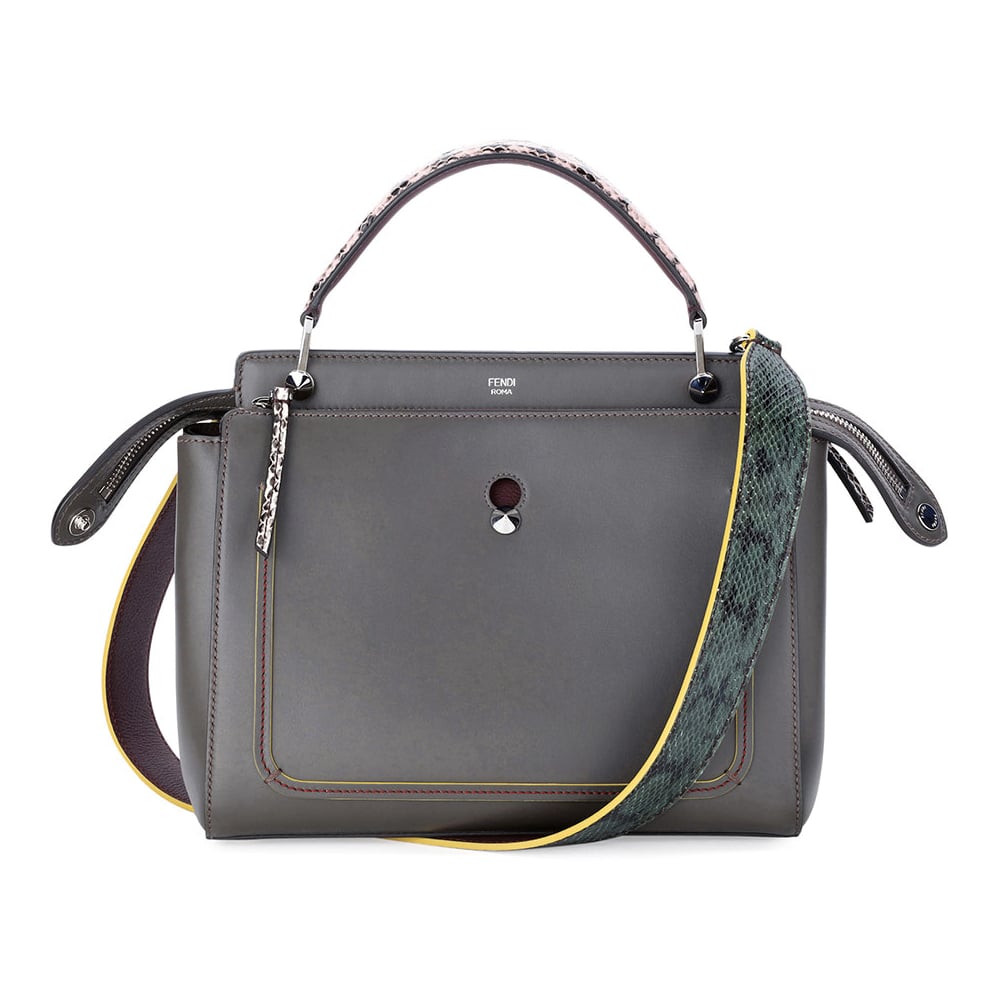 Fendi DOTCOM Medium Snake-Strap Satchel Bag, Dark Gray ($2,950)