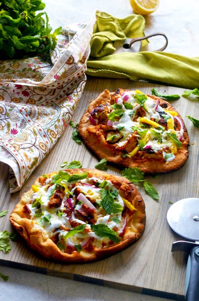 Tandoori Chicken Naan Pizza