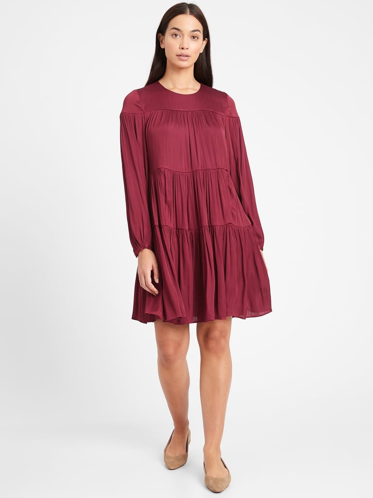 Banana Republic Satin Tiered Mini Dress