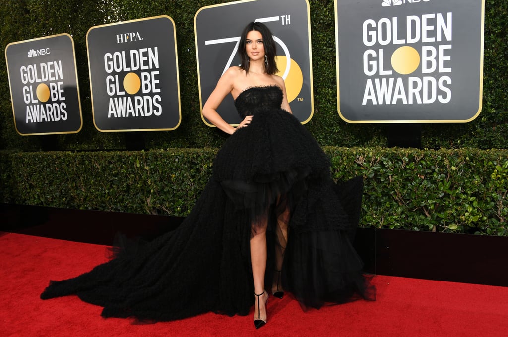 Kendall Jenner Wearing Black Dress at 2018 Golden Globes