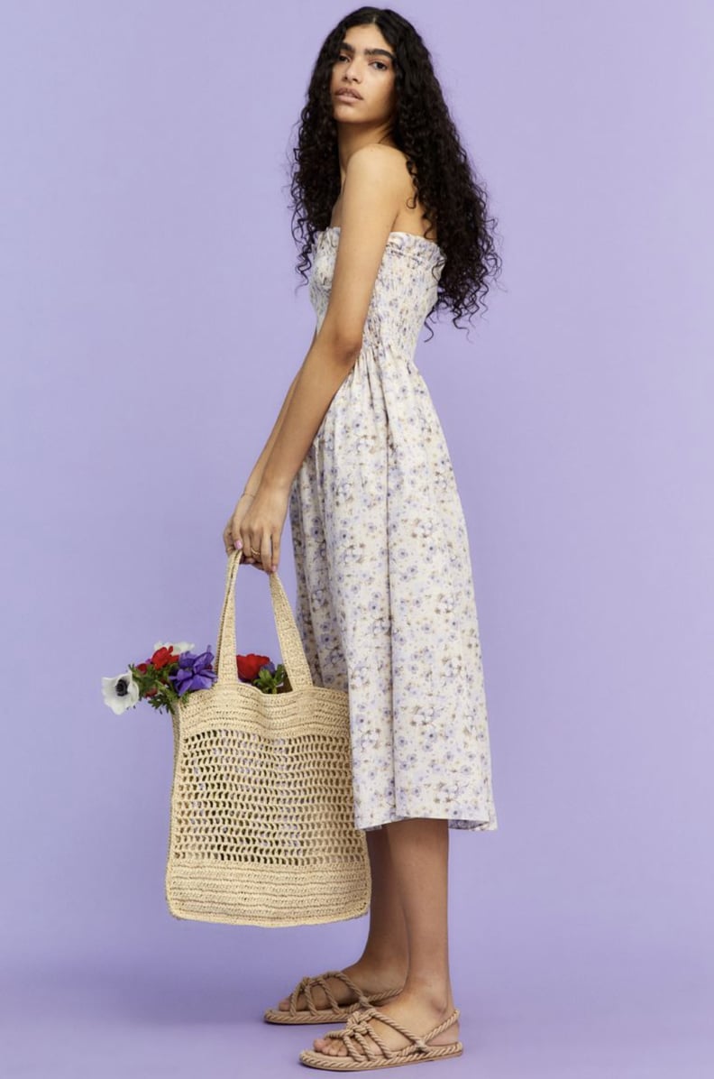 A Floral Midi Dress: Smocked-bodice Dress