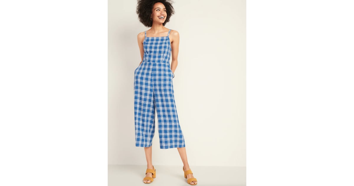 Old Navy Waist Defined Square Neck Linen Blend Cami Jumpsuit in