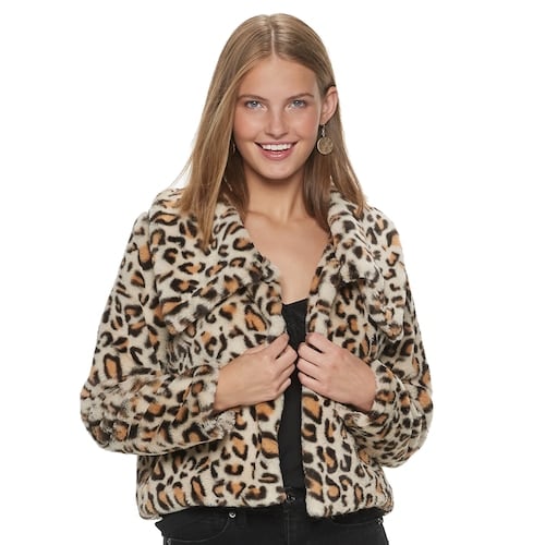 Candies Animal Print Short Faux Fur Jacket With Collar | From Glam to  Sporty and Luxe, 28 Winter Coats For $150 or Less | POPSUGAR Fashion Photo 9