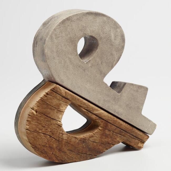Concrete and Wood Ampersand Decor