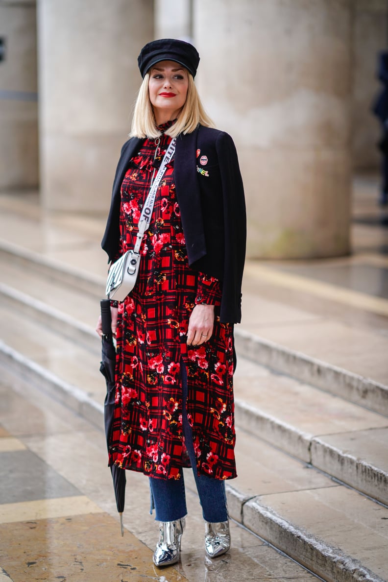 A Newsboy Cap and Jacket Make Your Breezy Summer Dress Fall-Appropriate