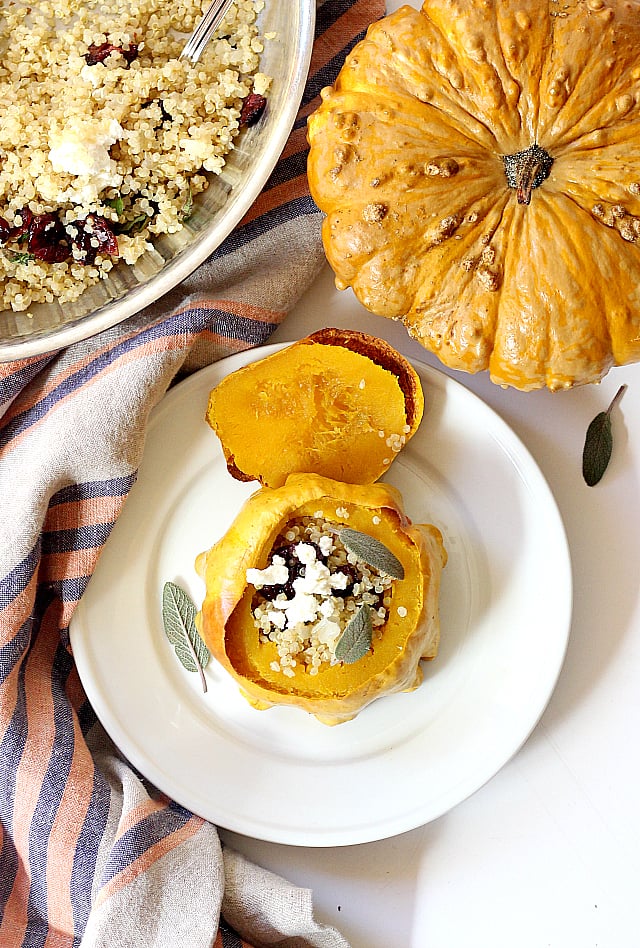 Stuffed Squash With Quinoa, Cranberries and Goat Cheese