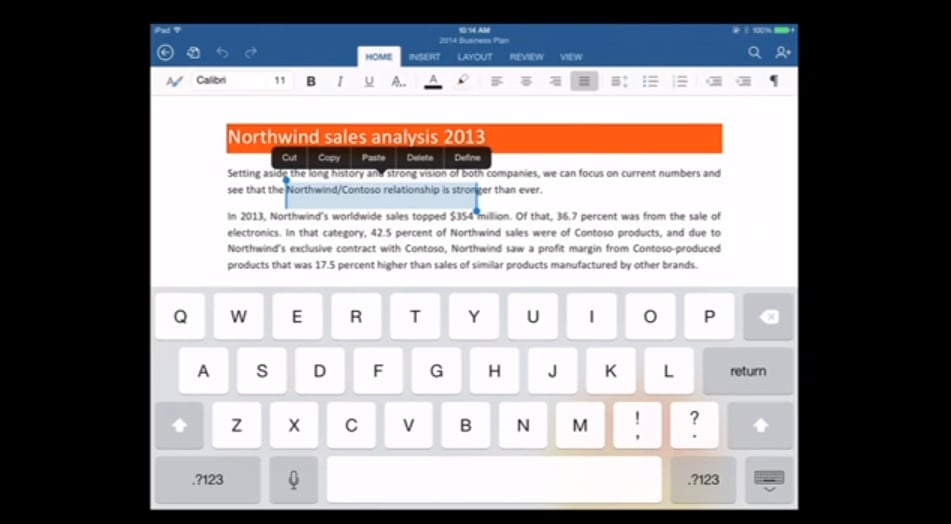 Word, Office For iPad