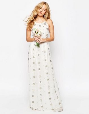 Asos Bridal All Over Embellished Maxi Dress