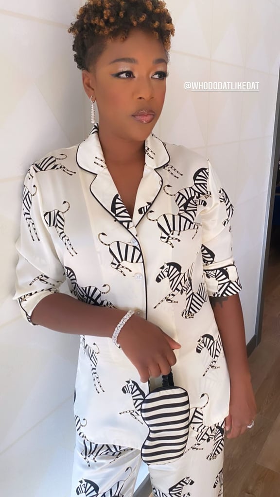 Samira Wiley Wearing Olivia von Halle Zebra Pajamas For the 2020 Emmys