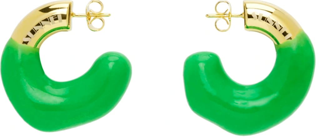 SSENSE Exclusive Gold & Green Rubberized Earrings