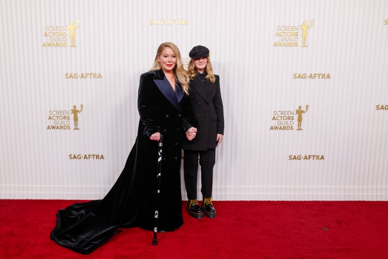LOS ANGELES,  CALIFORNIA - FEBRUARY 26th, 29th ANNUAL SCREEN ACTORS GUILD AWARDS -  Christina Applegate and Sadie Grace LeNoble arrive at the 29th Annual Screen Actors Guild Award, held at the Fairmont Century Plaza in Los Angeles on February 26th, 2023. 