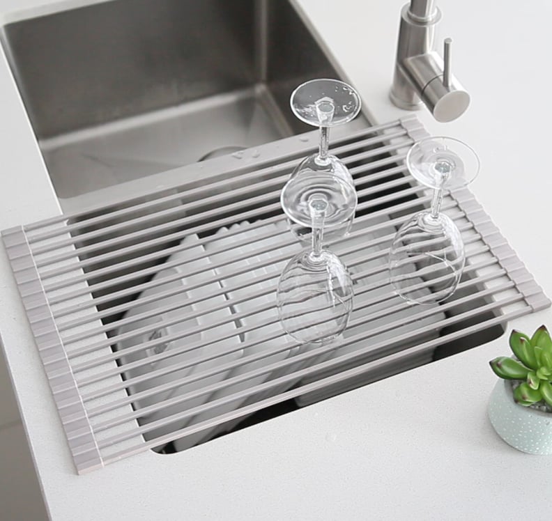 Stylish Stainless Steel Collapsible Over the Sink Dish Rack