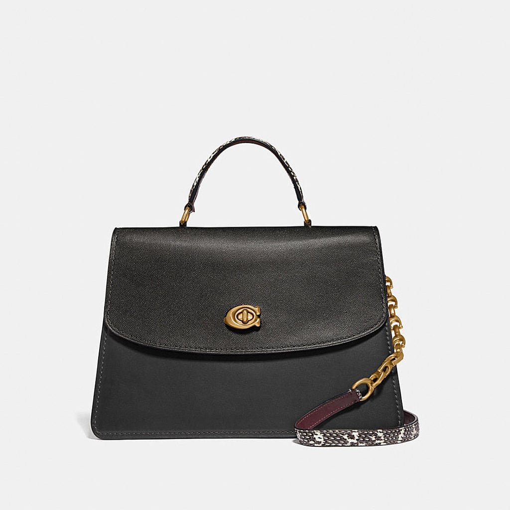 Coach Parker Top Handle Bag in Colorblock With Snakeskin Detail