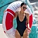 Kendall Jenner Black One-Piece Swimsuit Cannes 2018