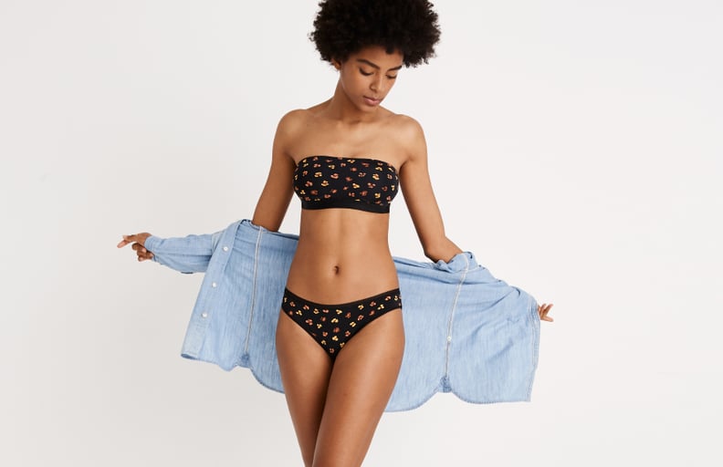 Madewell x Lively Bandeau Strapless Bra and Mesh-Back Bikini in Feline Floral