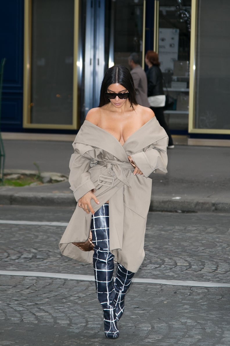 Kim's Balenciaga Trench and Boots