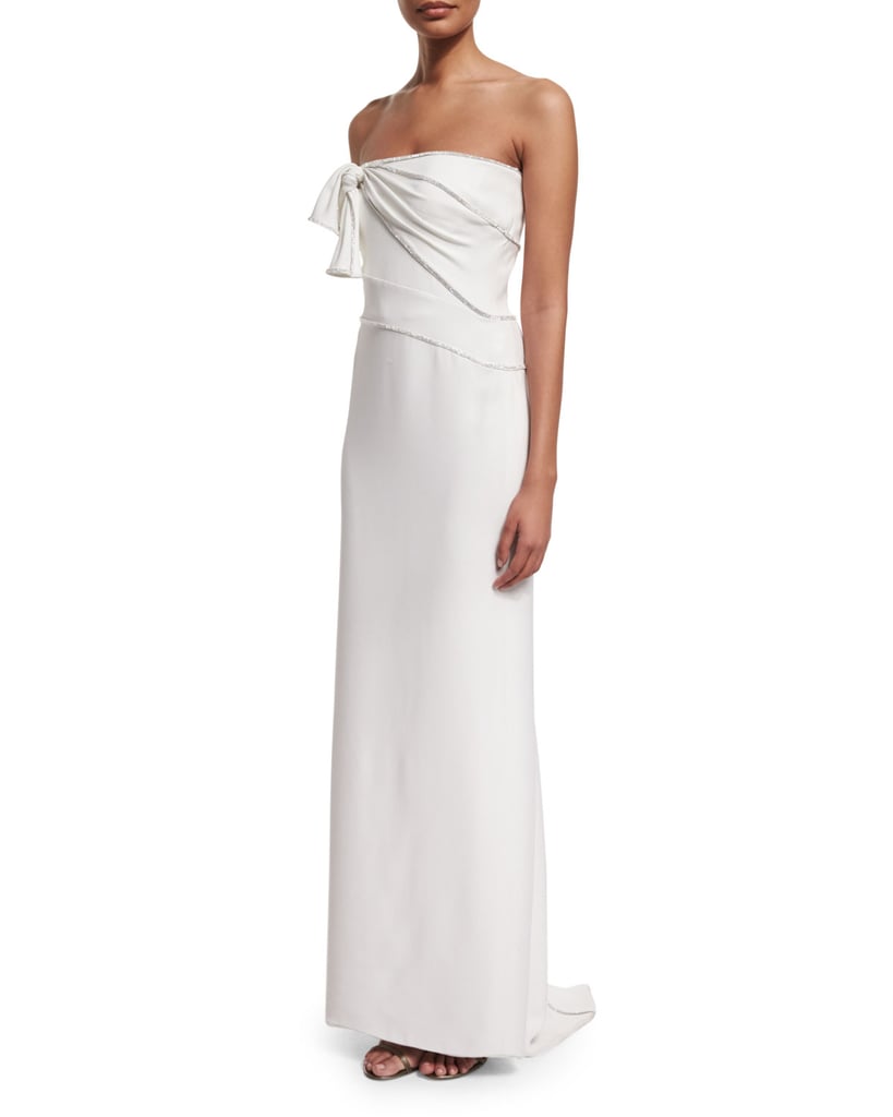 Versace Knotted Strapless Silk Column Gown, White ($5,200)