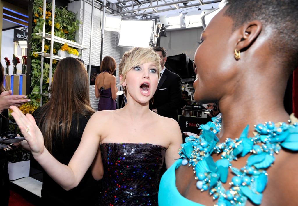 Jennifer looked excited to meet Lupita Nyong'o.
