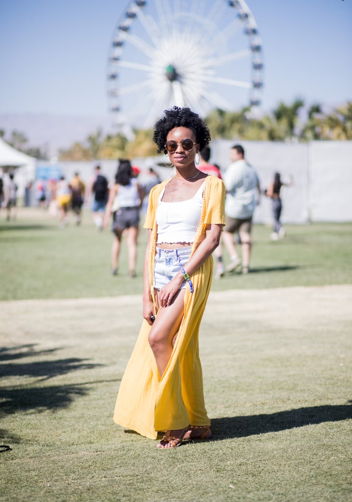 You can never go wrong with a crop top and denim shorts. Throw on a long, lightweight cardigan, and you'll be ready to leave the house.