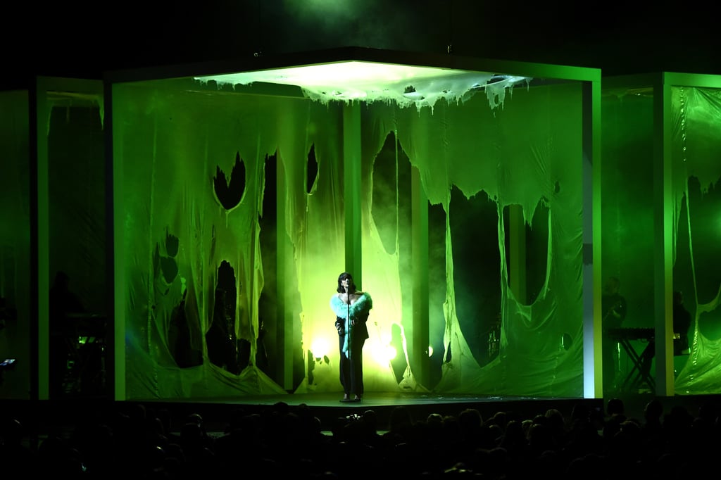 Rihanna Green Fur Scarf at Billboard Music Awards 2016