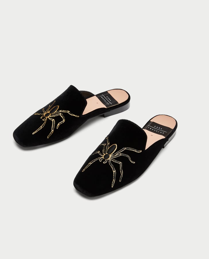 zara leather mule loafers with chains