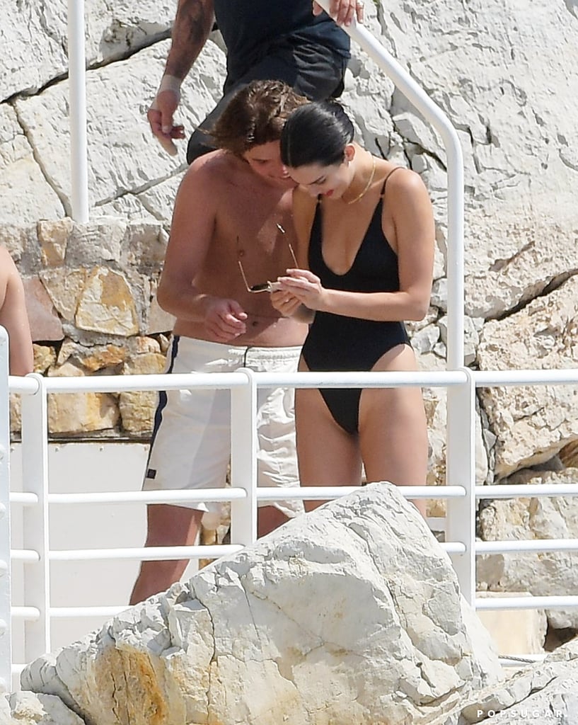 Kendall Jenner in Black Swimsuit at the Pool Cannes May 2018
