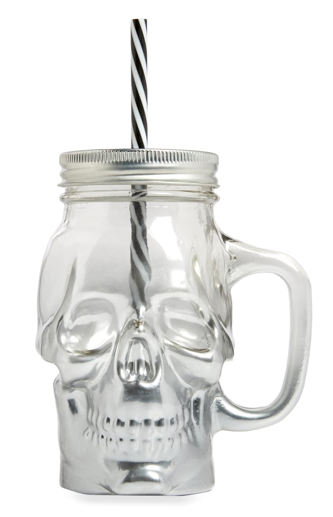 SkullShaped Glass Jar With Straw (4) Primark Halloween Collection