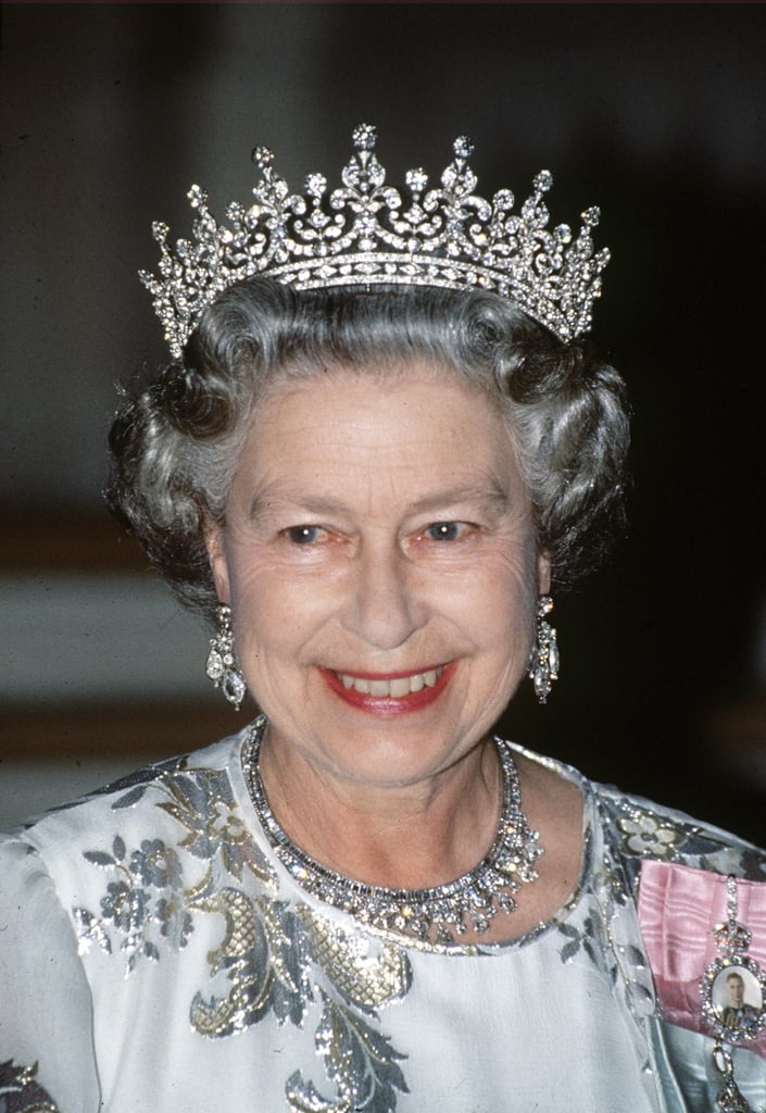 Queen Elizabeth II showed off Queen Mary's Girls of Great Britain and Ireland tiara during her royal tour to Paris in 1992.